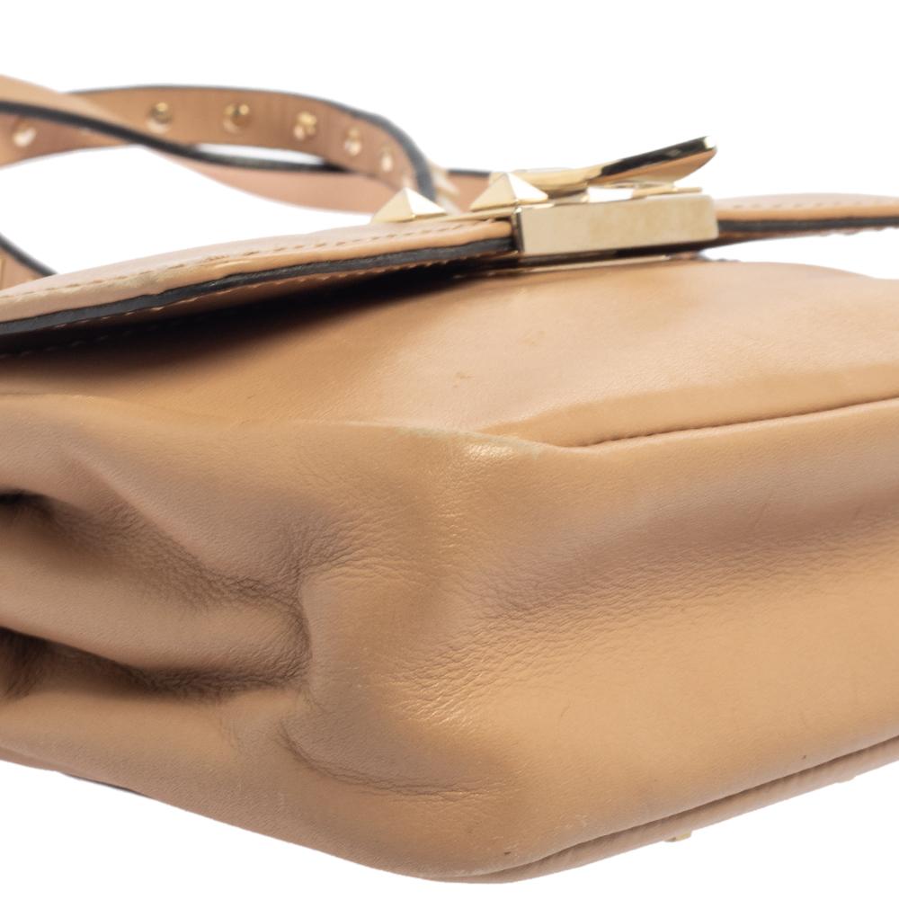 Valentino Beige Leather Mini Rockstud Flap Shoulder Bag 5