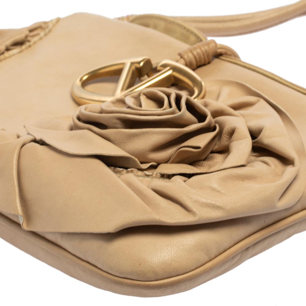 Valentino Beige Leather Petale Shoulder Bag 6