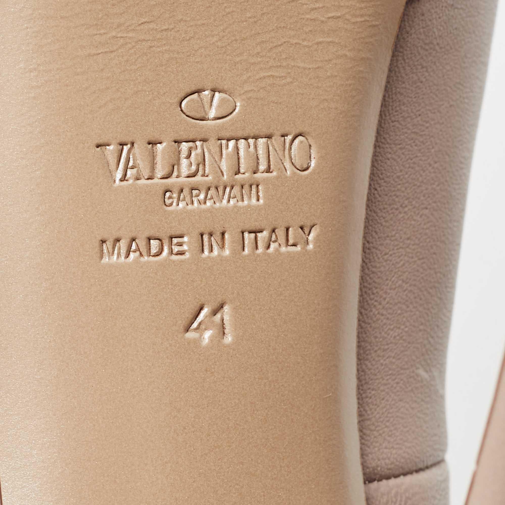 Valentino escarpins à plateforme en cuir beige, taille 41 en vente 2