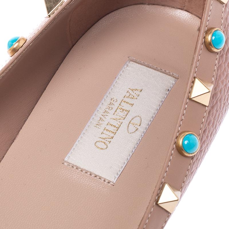 Valentino Beige Leather Rockstud Ballet Flats Size 38.5 3