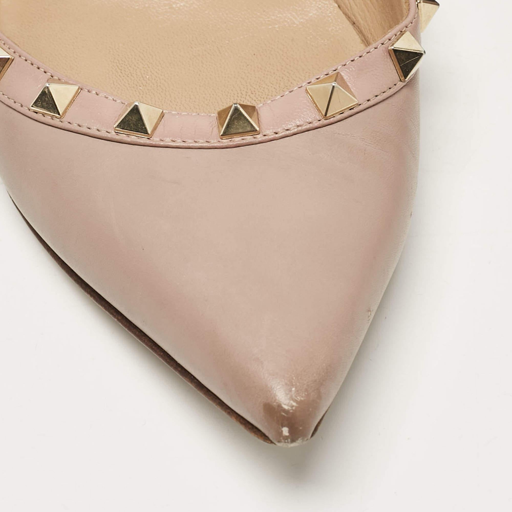 Valentino Beige Leather Rockstud Ballet Flats Size 39 4