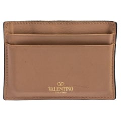 Valentino Beige Leather Rockstud Card Holder