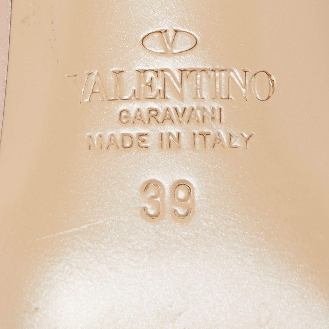 Valentino Beige Leather Rockstud Mules Size 39 1