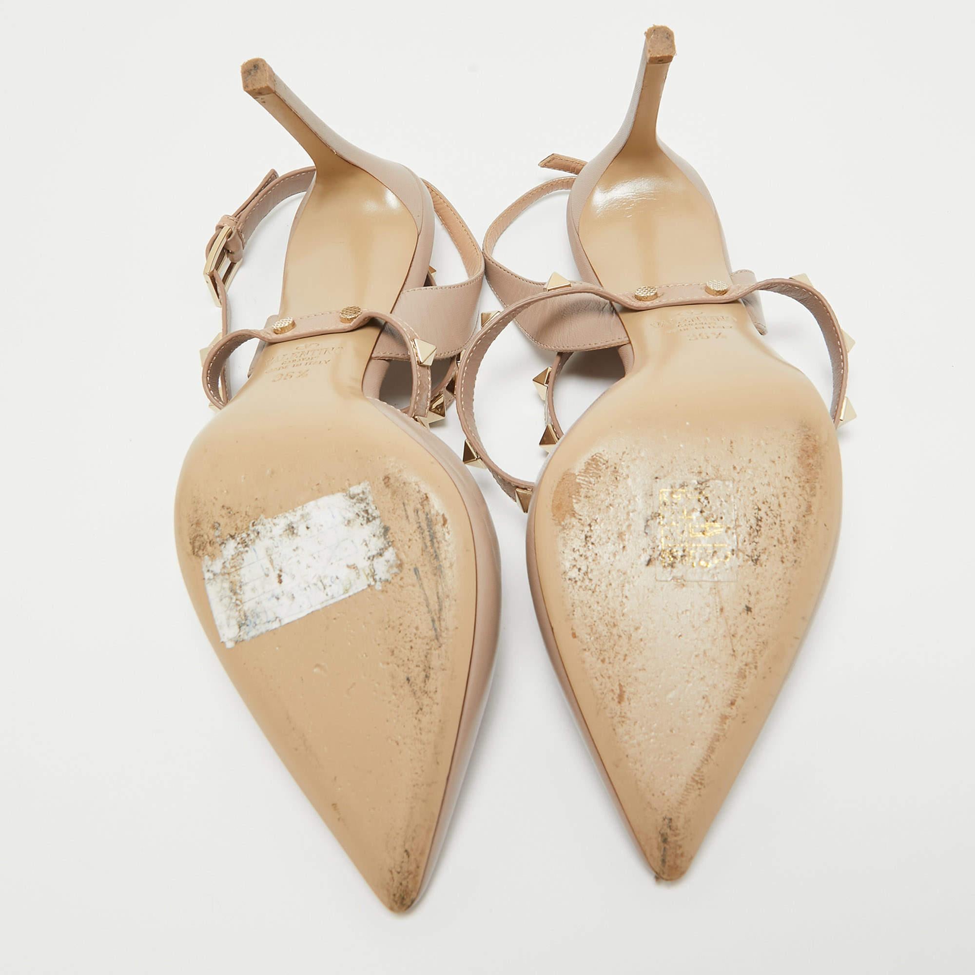 Valentino Beige Leather Rockstud Pumps Size 36.5 2