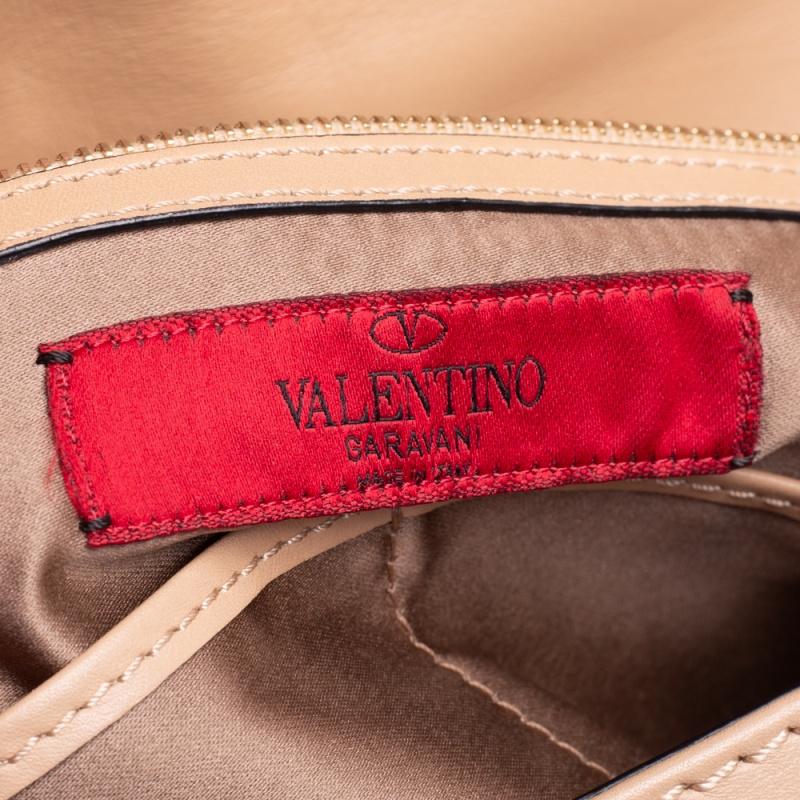 Valentino Beige Leather Rockstud Top Handle Bag 6