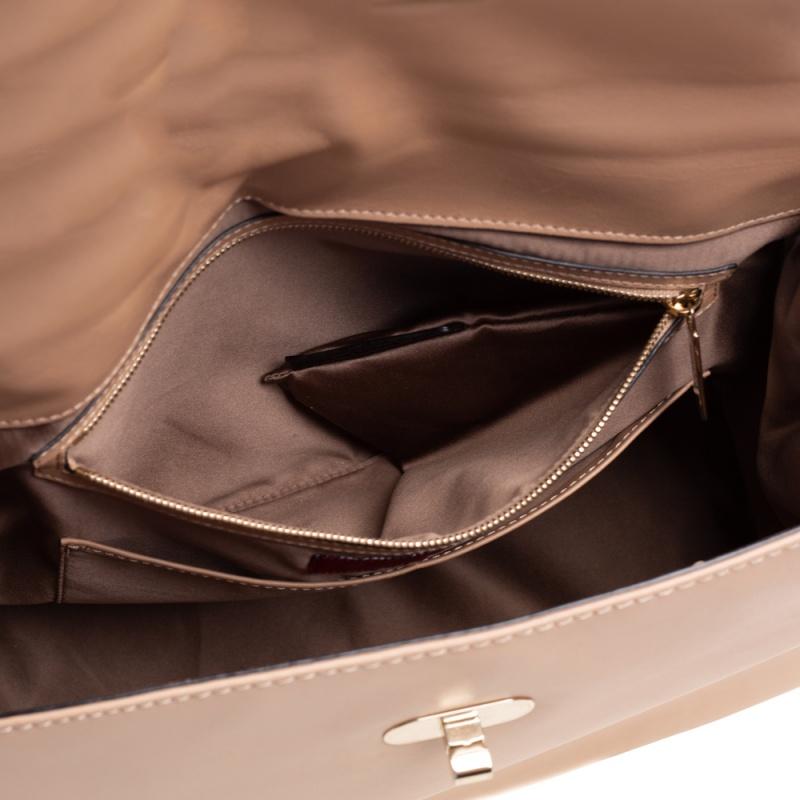 Valentino Beige Leather Rockstud Top Handle Bag 5