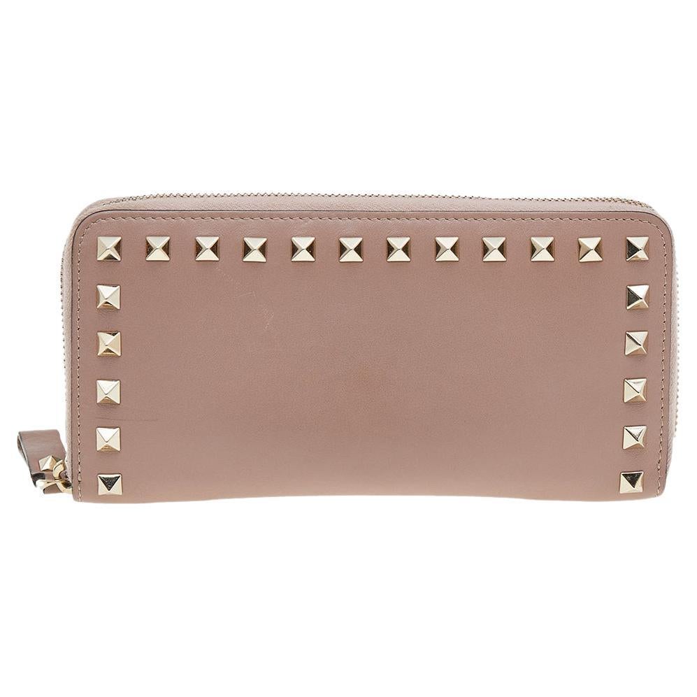Valentino Beige Leather Rockstud Degrade Coin Purse For Sale at 1stDibs