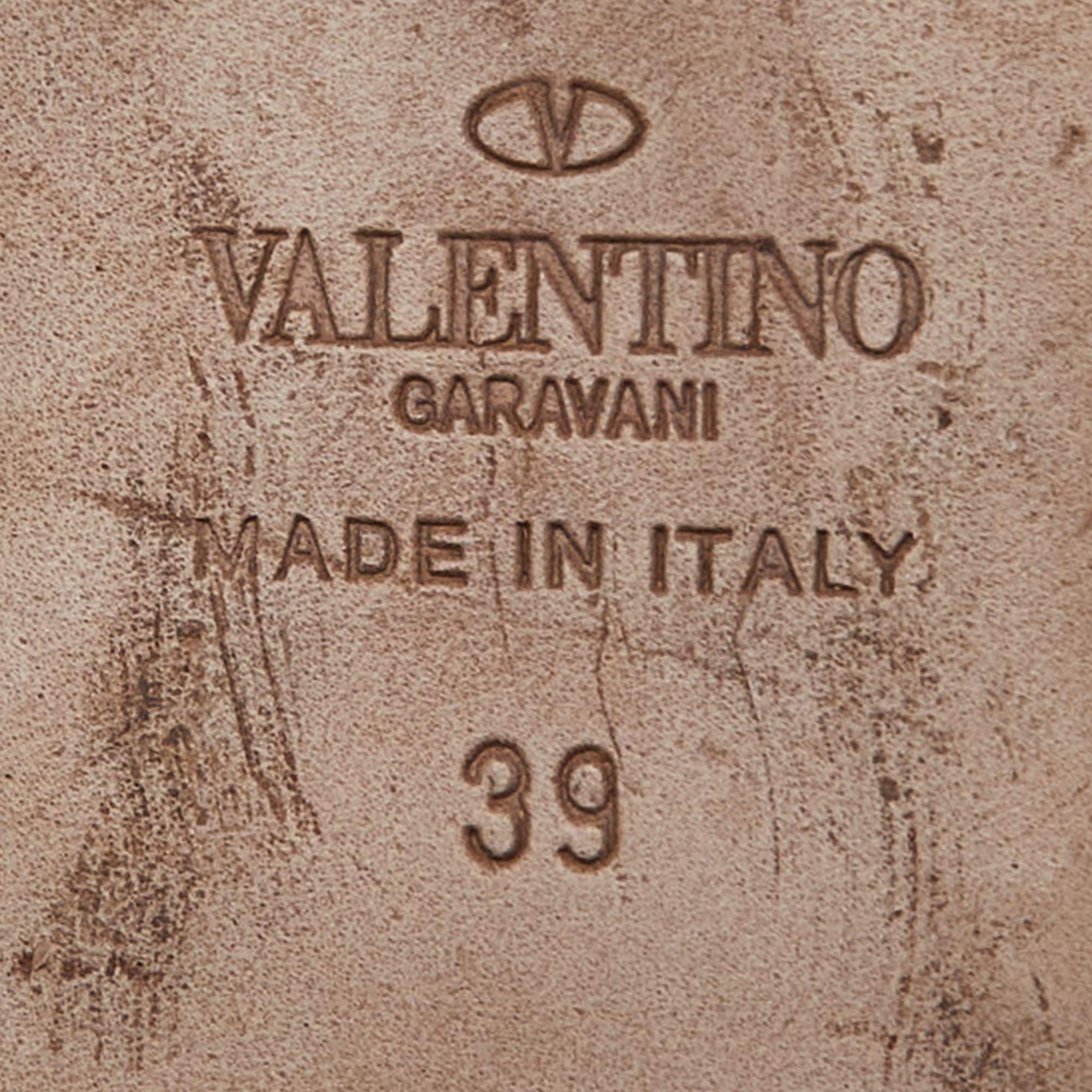 Valentino Beige Leather Rolling Rockstud Ballet Flats Size 39 For Sale 5