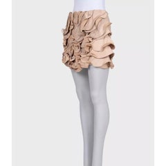 Valentino Beige Leather & Silk Mini Skirt Size M