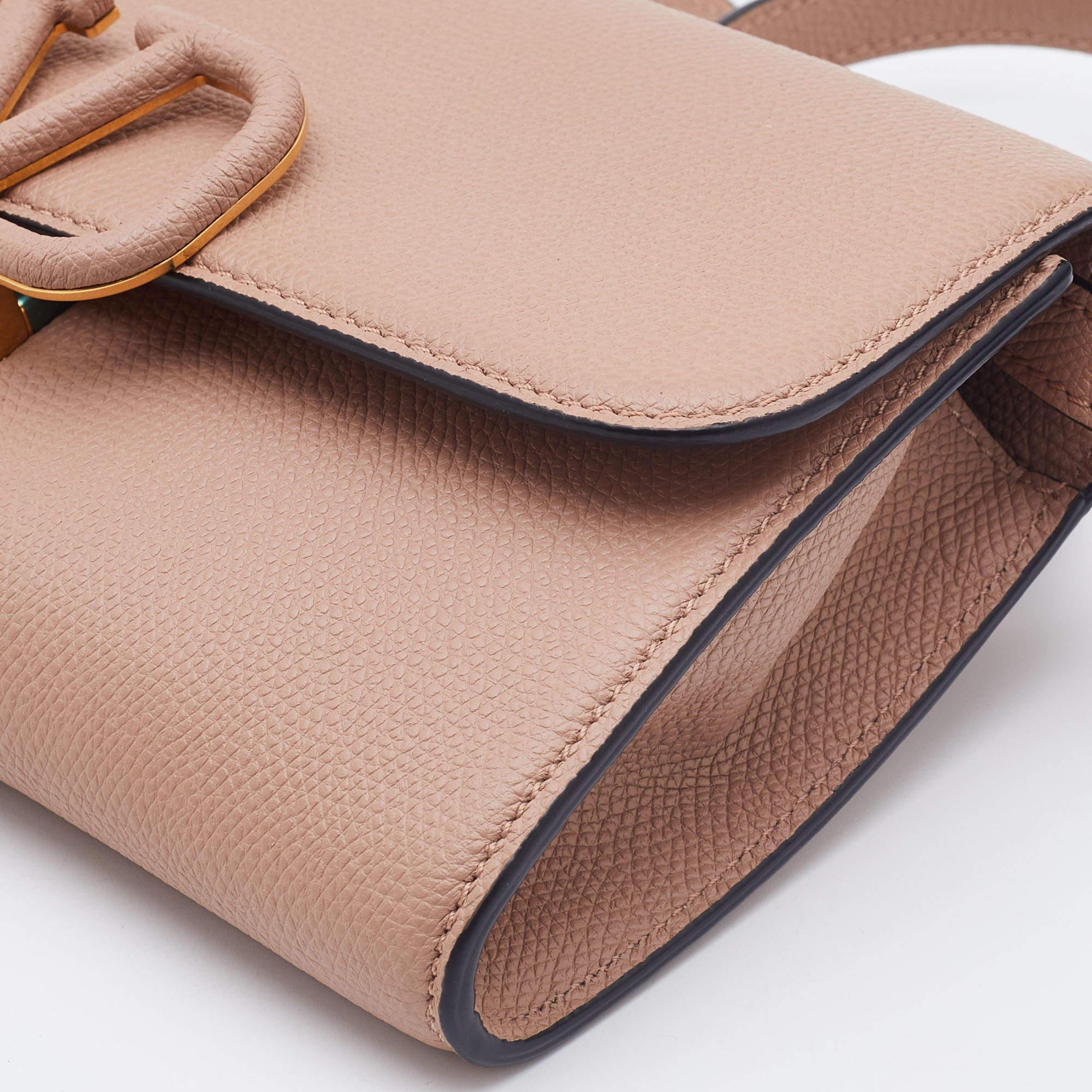Valentino Beige Leather Small VSling Clutch Bag 7