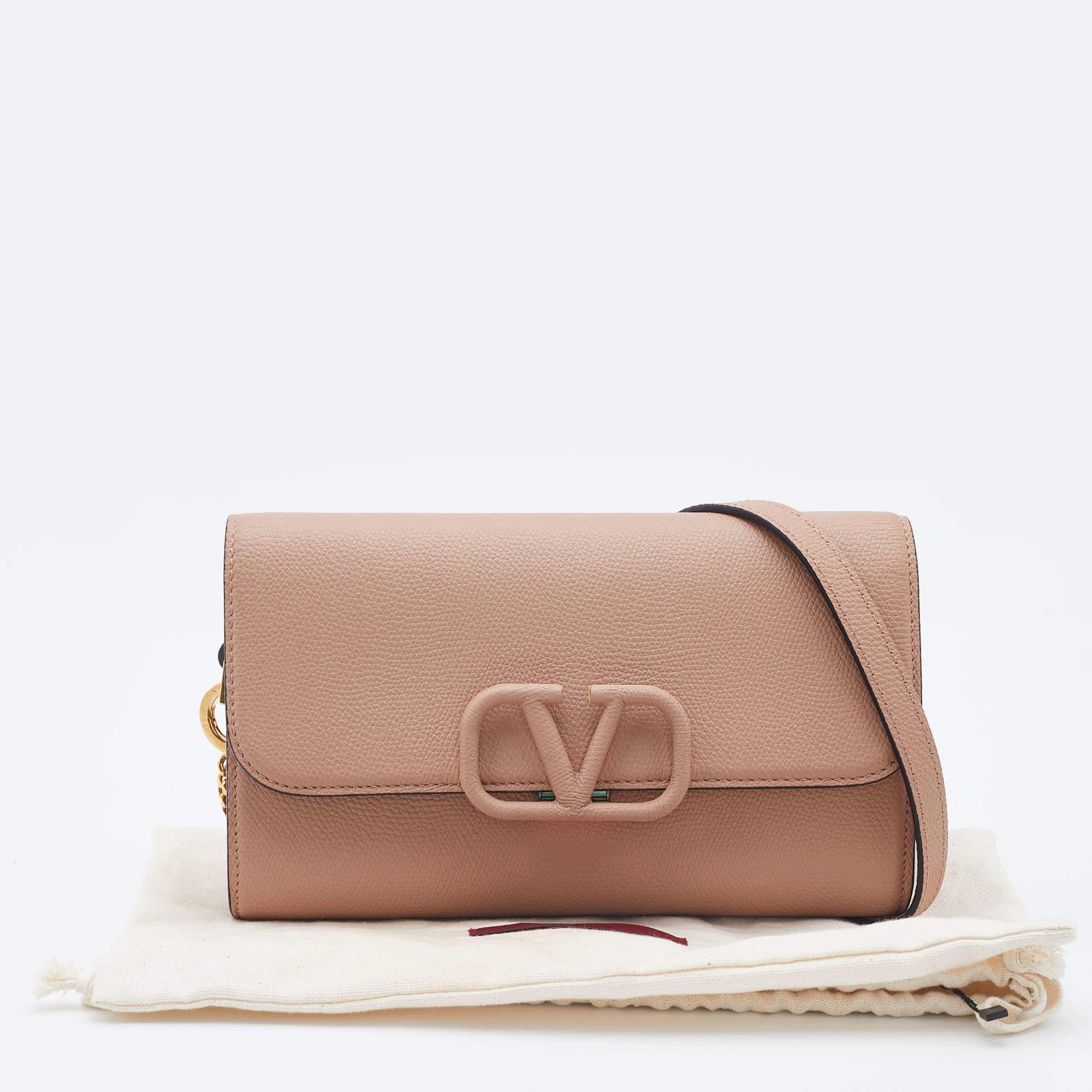 Valentino Beige Leather Small VSling Clutch Bag 3
