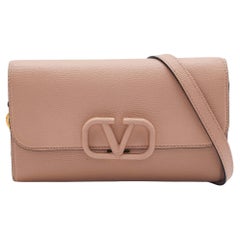 Valentino Beige Leather Small VSling Clutch Bag