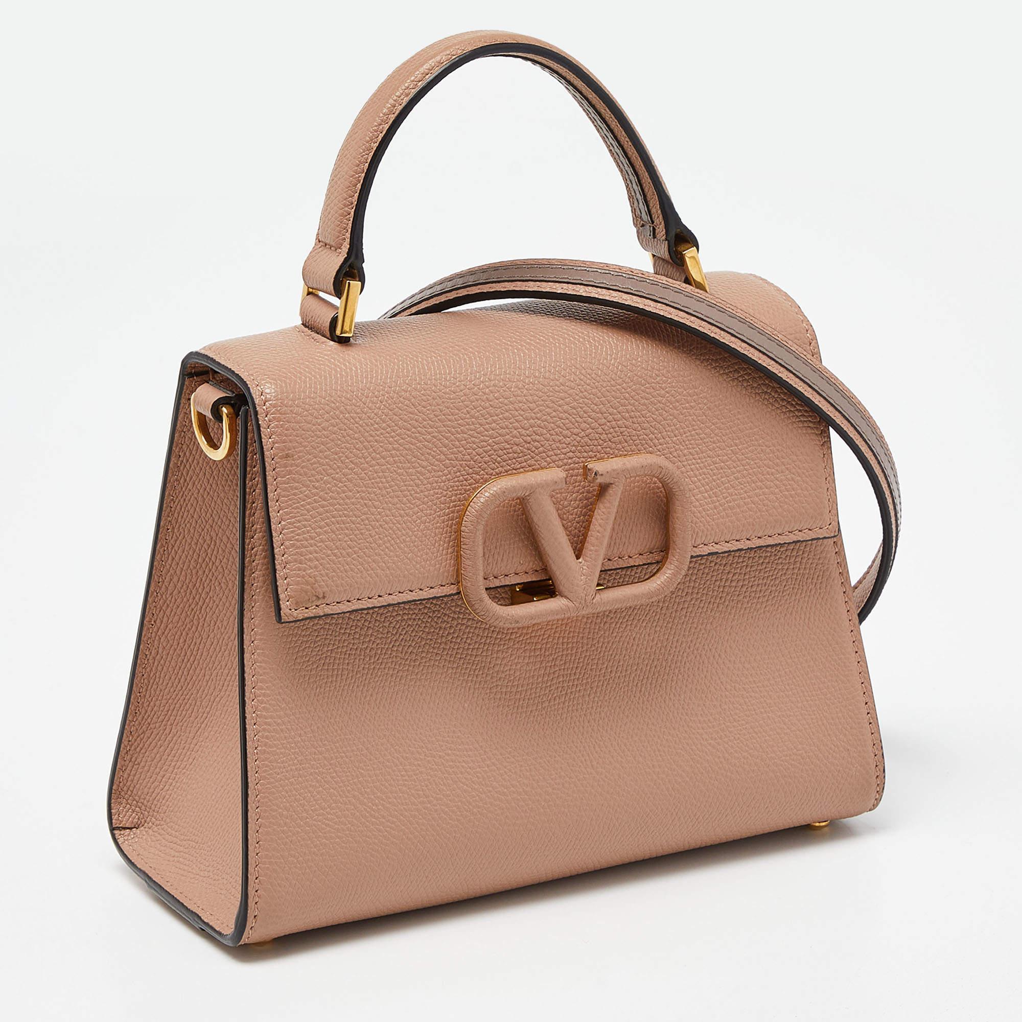Valentino Beige Leather Small VSling Top Handle Bag In Good Condition In Dubai, Al Qouz 2
