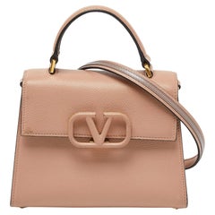 Valentino Beige Leather Small VSling Top Handle Bag