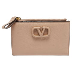 Valentino Beige Leather VLogo Bifold Wallet