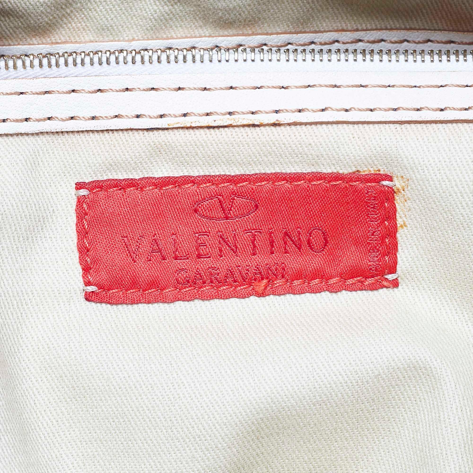 Valentino Beige Leather VLogo Flap Satchel For Sale 6