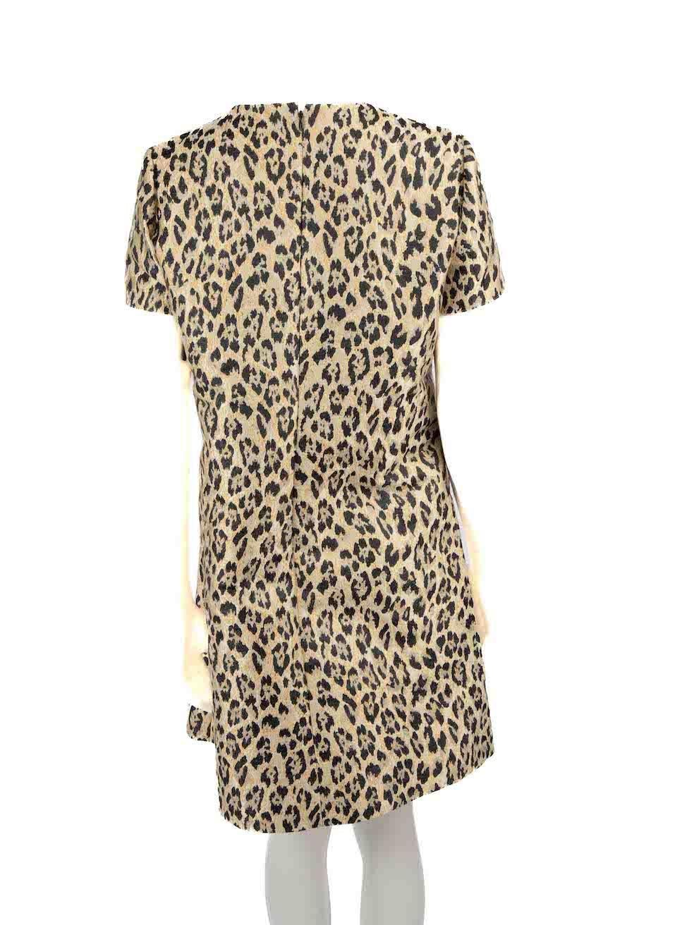 Valentino Beige Leopard Jacquard Metallic Dress Size XL In Good Condition For Sale In London, GB