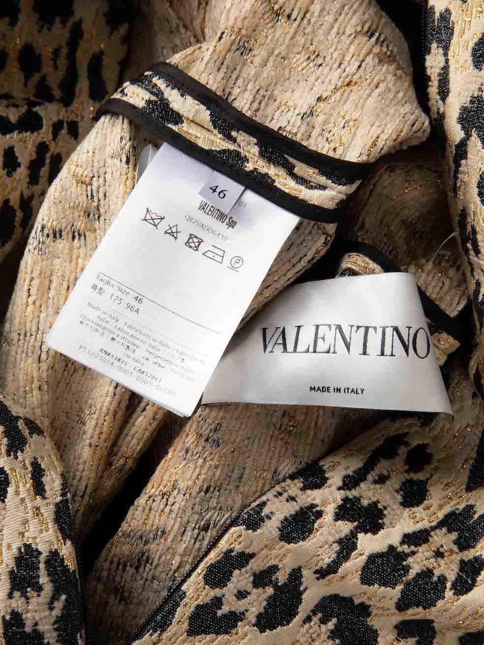 Valentino Beige Leopard Jacquard Metallic Dress Size XL For Sale 1
