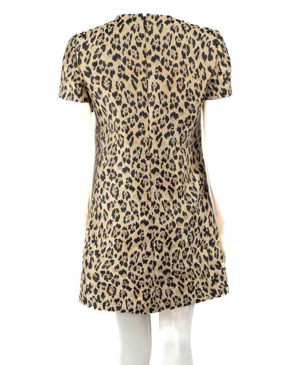 Valentino Beige Leopard Jacquard Mini Dress Size S In Good Condition In London, GB