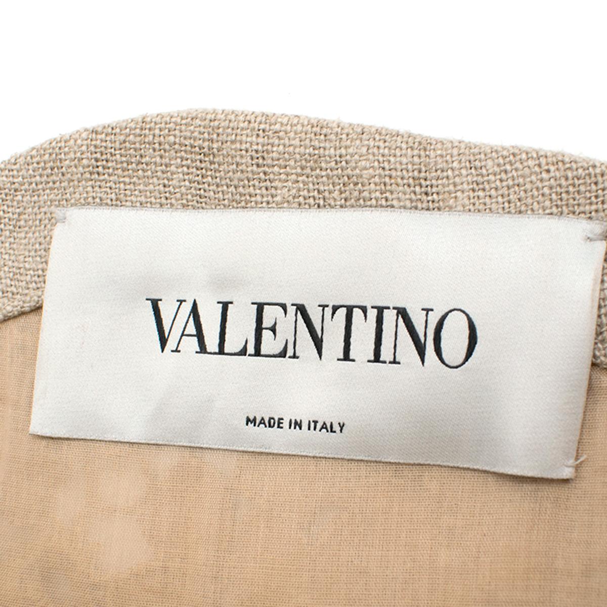 Valentino Beige Linen Lace A-line Midi Dress 44 IT In Excellent Condition In London, GB
