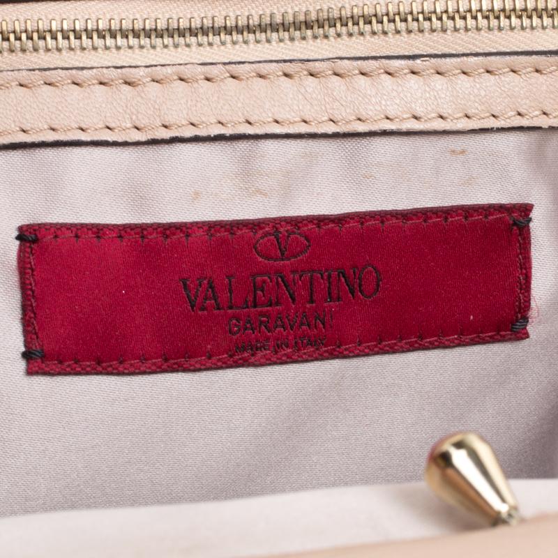 Valentino Beige/Multicolor Leather Floral Applique Frame Satchel 4