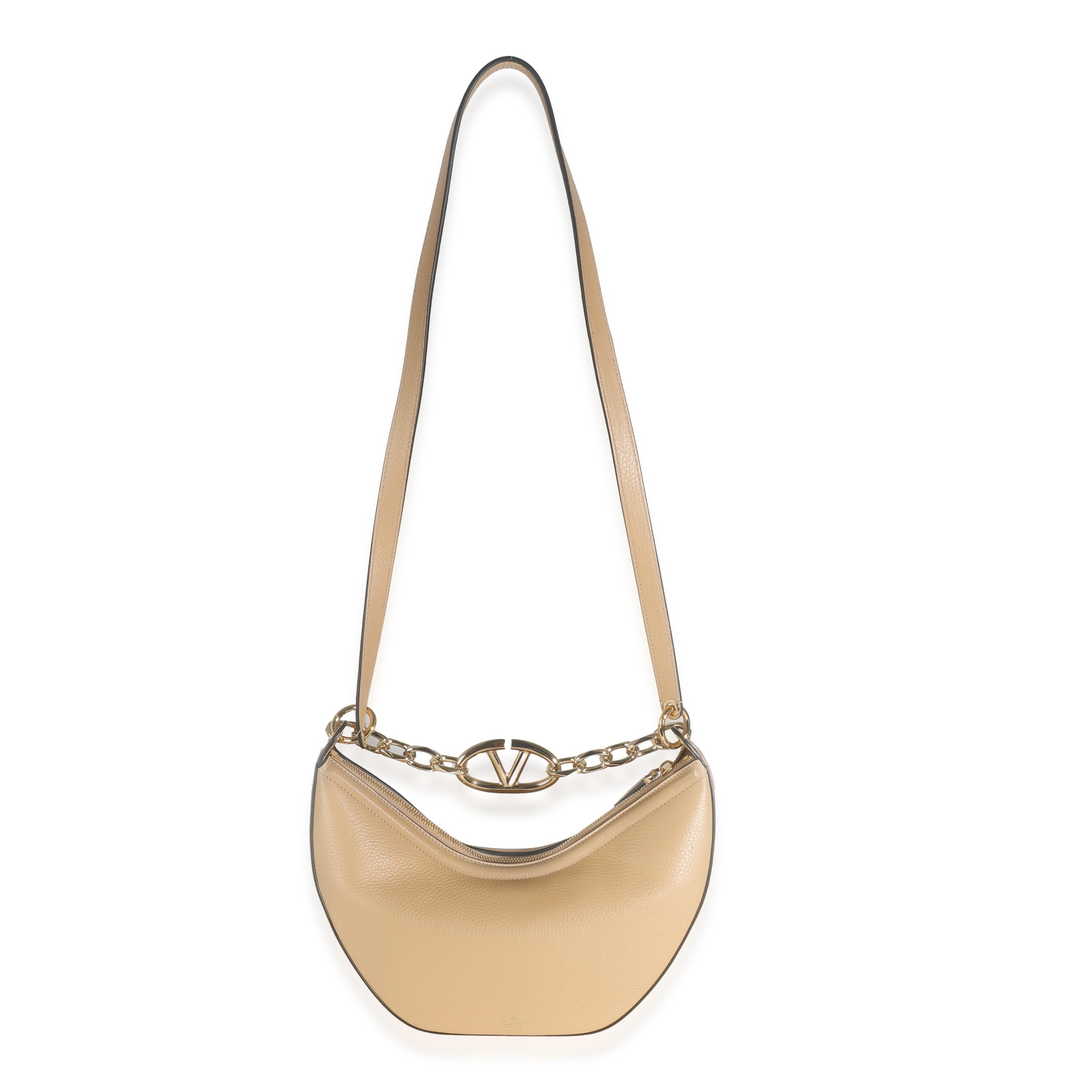 Valentino Nappa Beige Piccolo Vlogo Moon Hobo in vendita 1