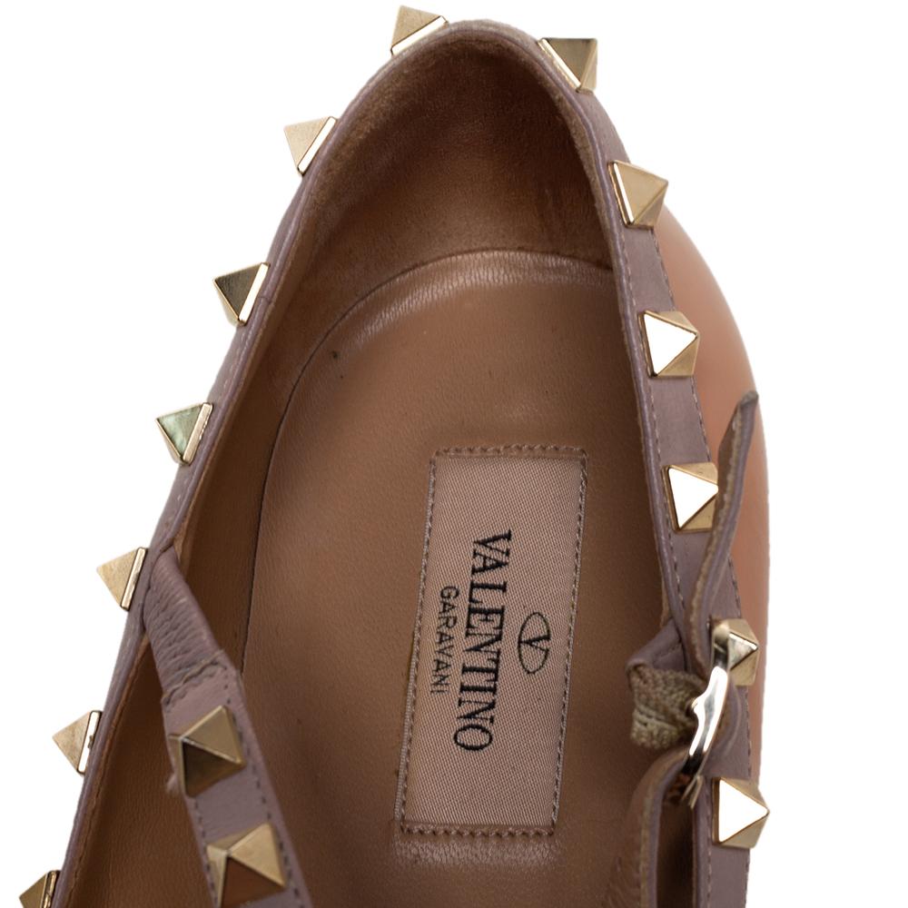 Valentino Beige Patent And Leather Rockstud Flats Size 39.5 3