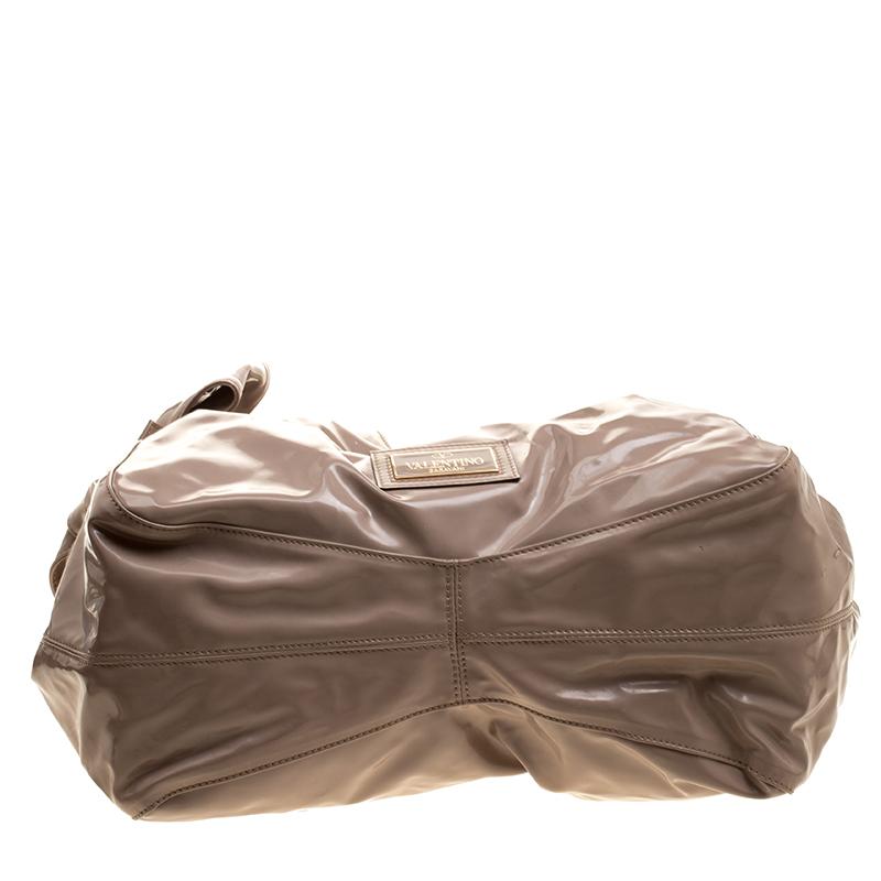 Valentino Beige Patent Leather Bow Hobo 1