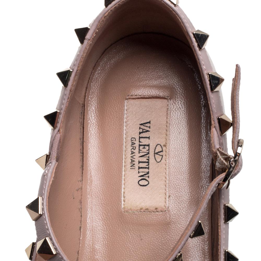 Valentino Beige Patent Leather Caged Rockstud Ballet Flats Size 37 2