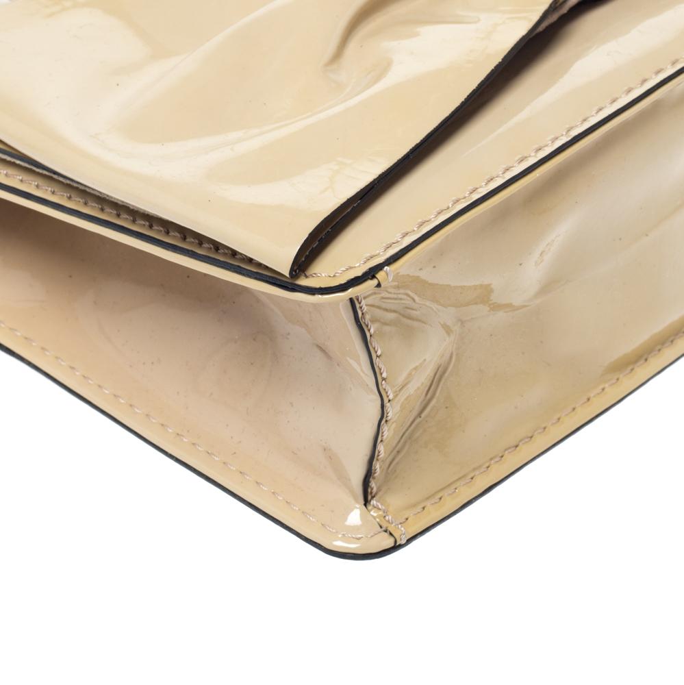 Valentino Beige Patent Leather Flap Shoulder Bag 3