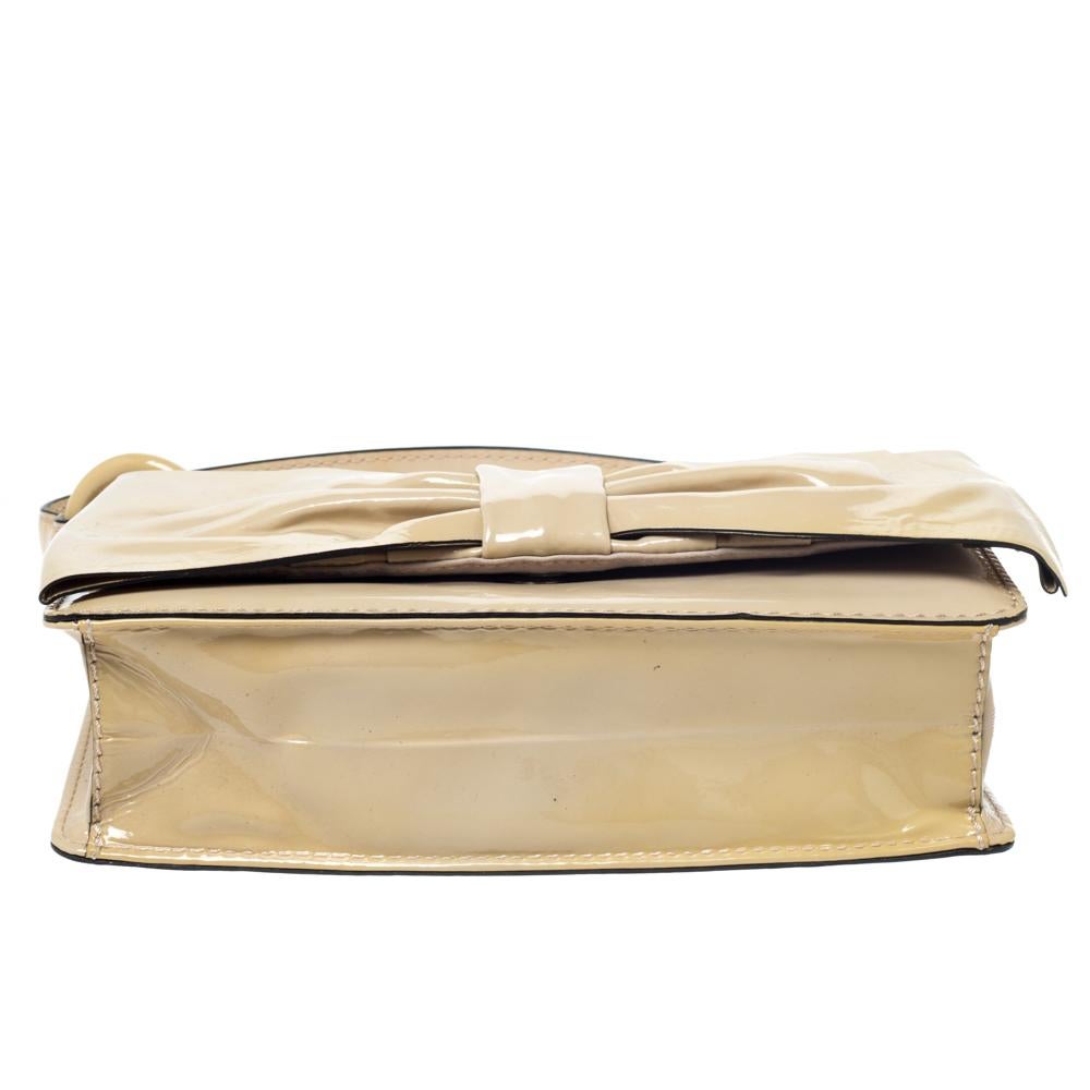 Valentino Beige Patent Leather Flap Shoulder Bag 4