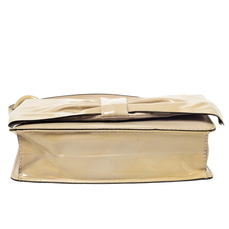 Valentino Beige Patent Leather Flap Shoulder Bag at 1stDibs