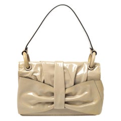 Valentino Beige Patent Leather Flap Shoulder Bag