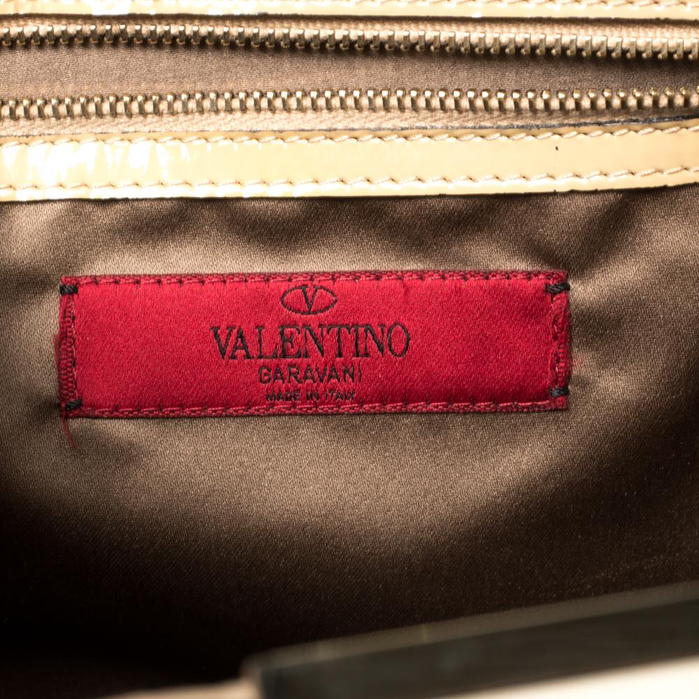 Women's Valentino Beige Patent Leather Rockstud Strap Shoulder Bag