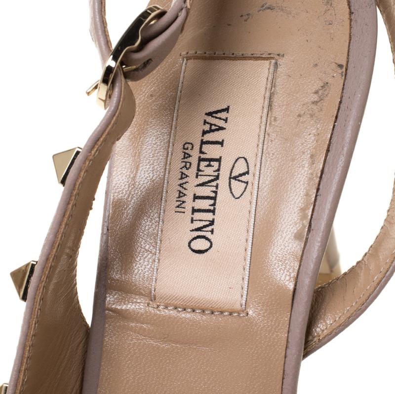 Valentino Beige Patent Leather Studded Pointed Toe Slingback Sandals Size 36.5 2