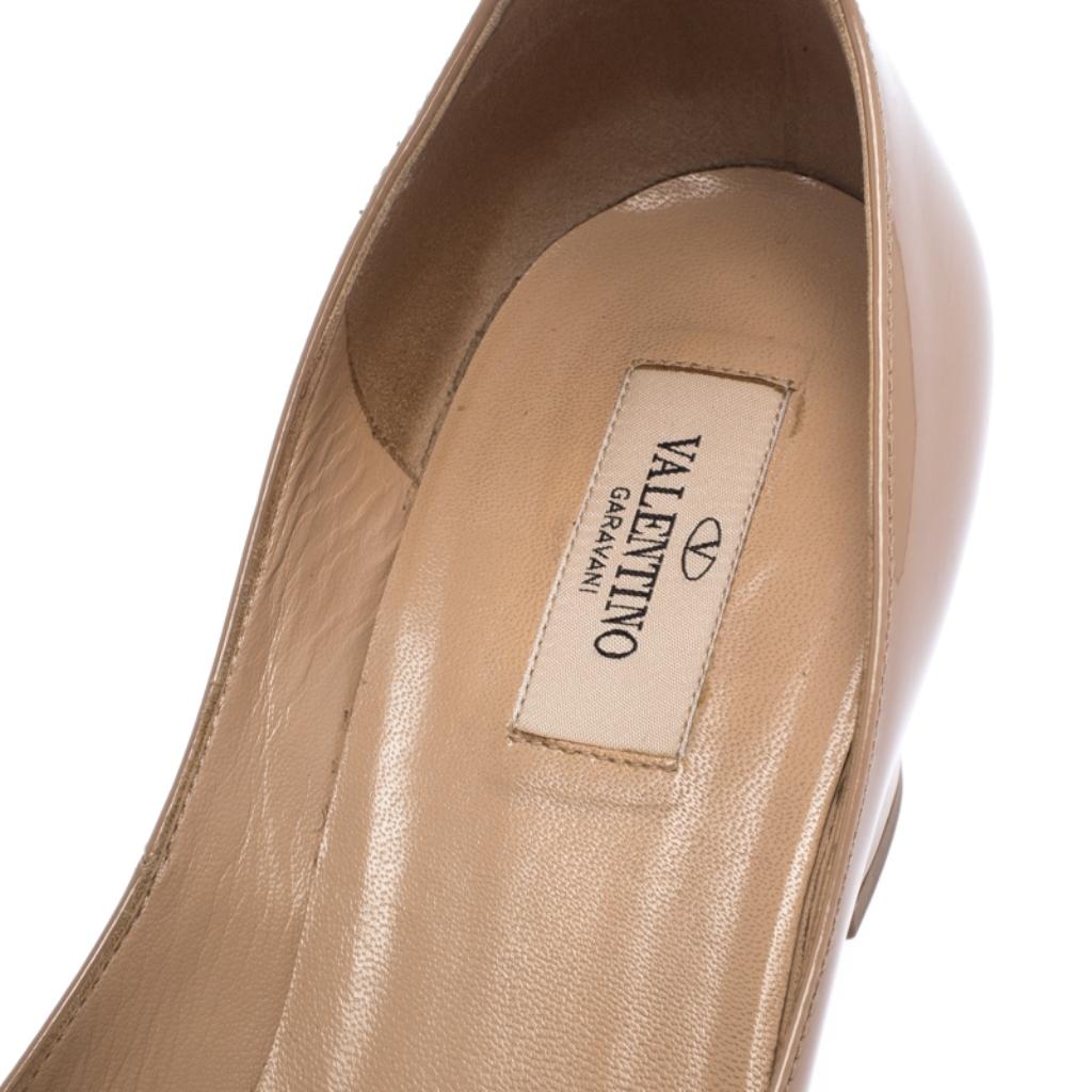 Valentino Beige Patent Leather Tango Block Heel Ankle Strap Pumps Size 40.5 1