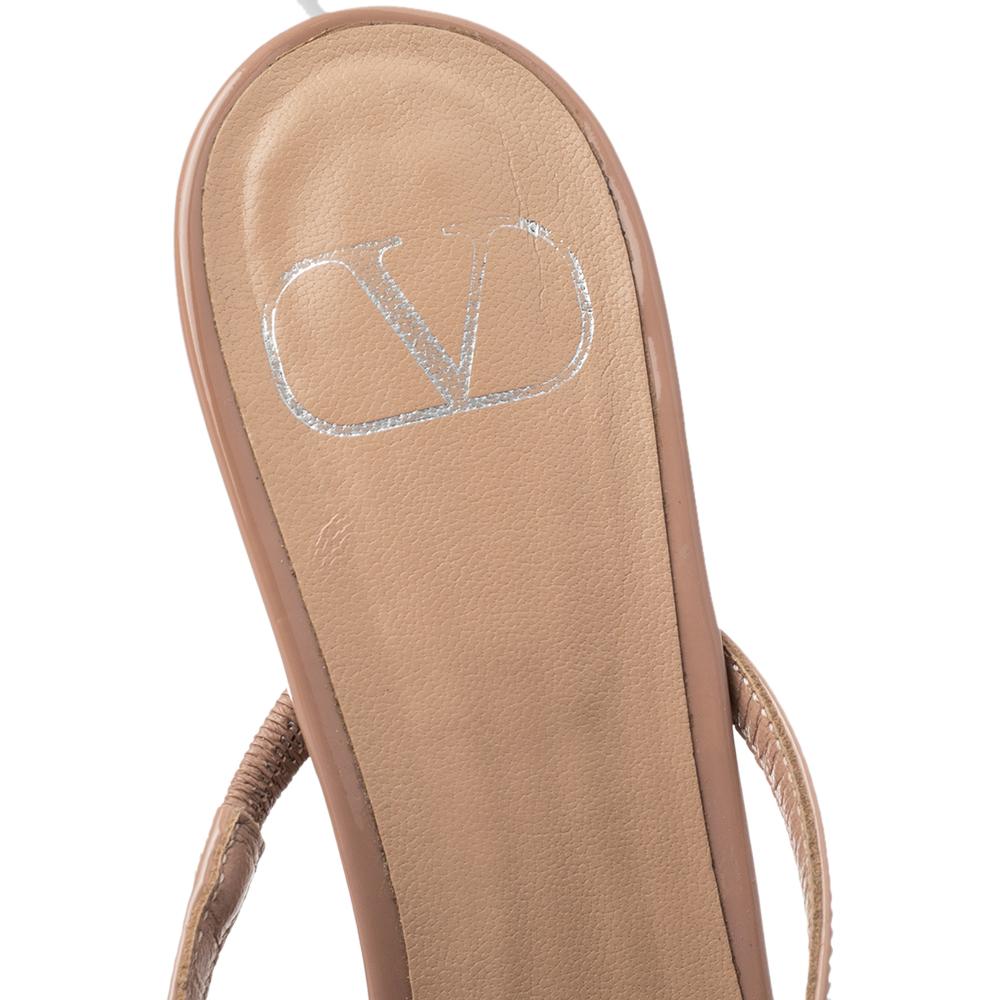 Valentino Beige Patent Leather V Logo Mules Size 35 2