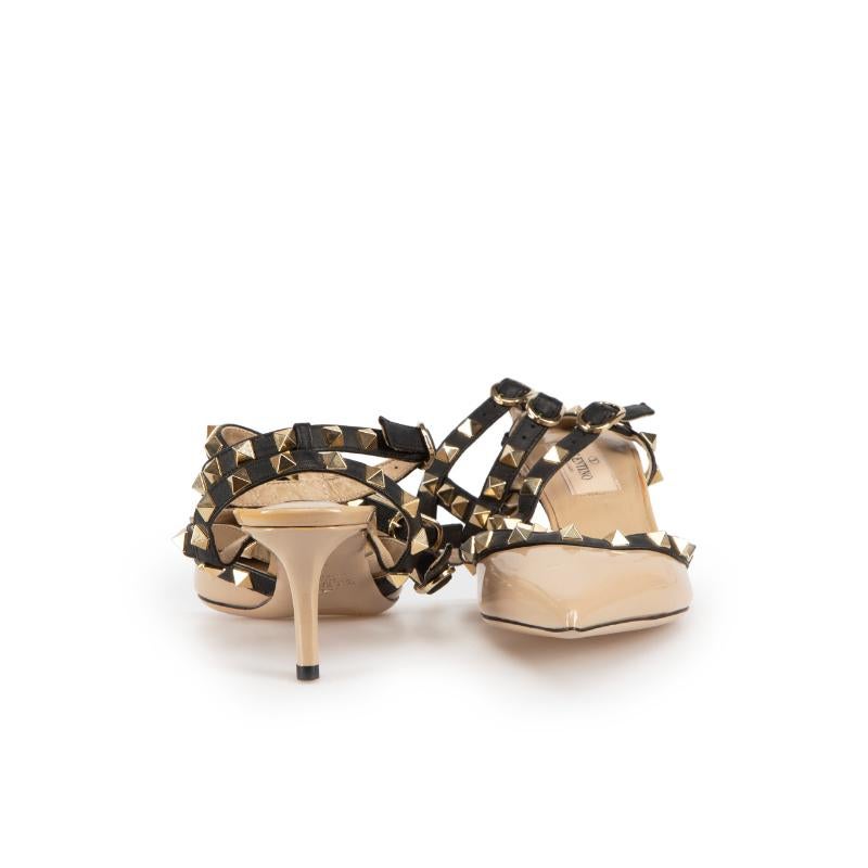 Valentino Beige Patent Rockstud 65mm Caged Heels Size IT 36 In Good Condition In London, GB