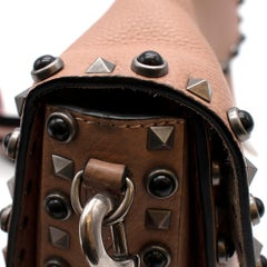 Valentino Beige Rolling Rockstud Bag With Embroidered Guitar Strap