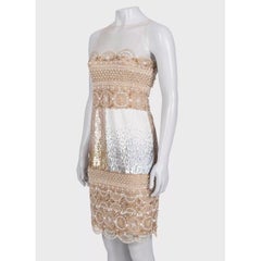 Valentino Beige Silk Embellished Dress with Sequins, UK 6 XS