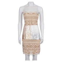 Valentino Beige Silk Embellished Dress with Sequins, UK 6 XS