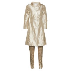 Valentino Beige Silk Mid Length Coat & Pants S