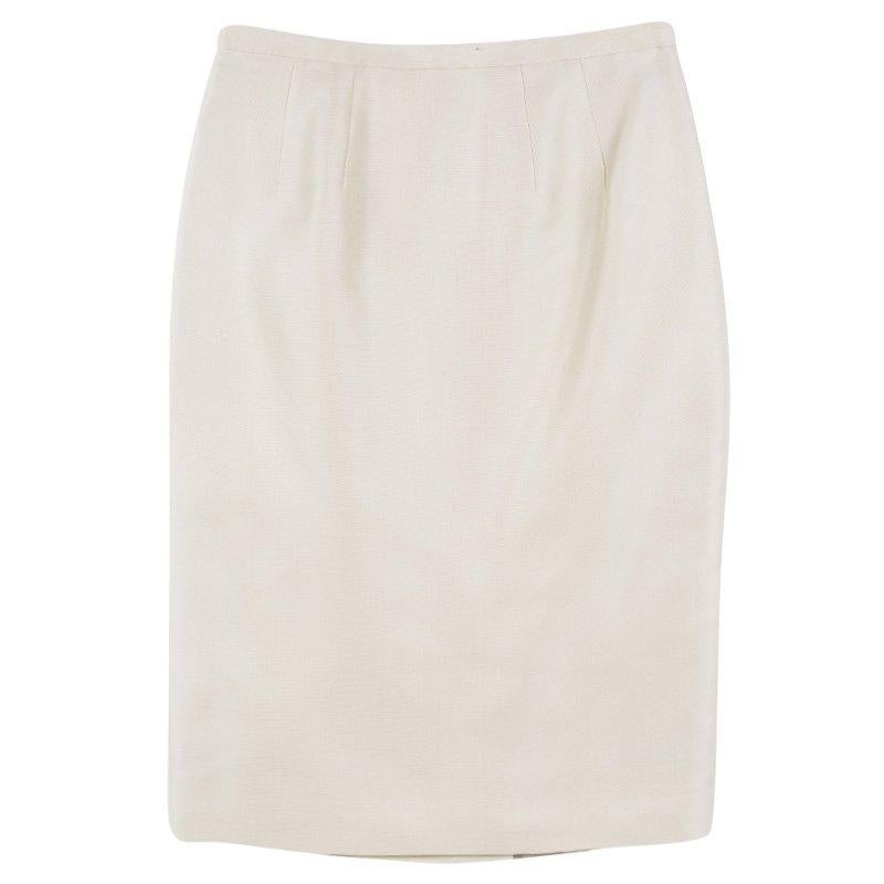 Valentino Beige Silk Pencil Skirt M