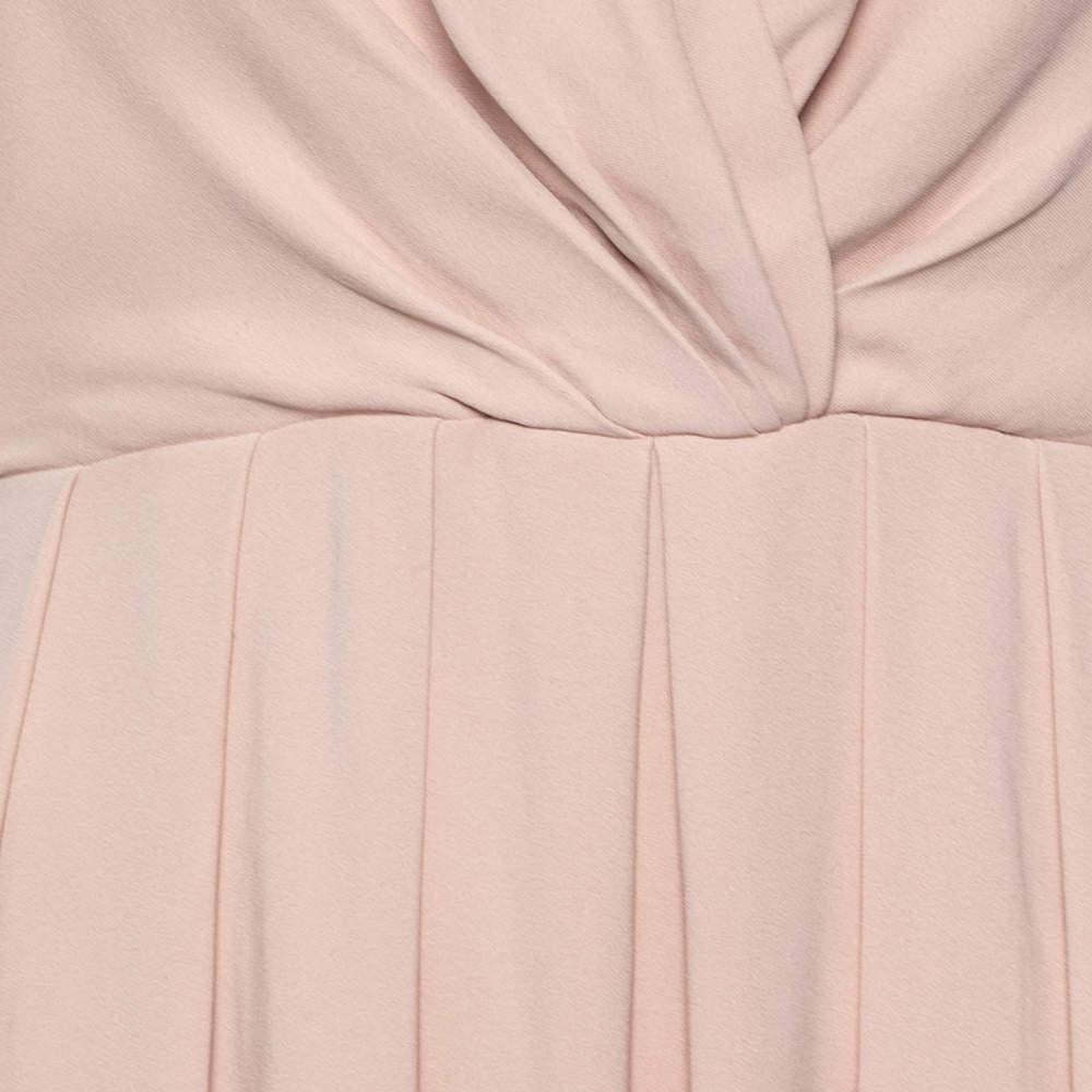 Valentino Beige Silk Pleated Sleeveless Maxi Dress M 1