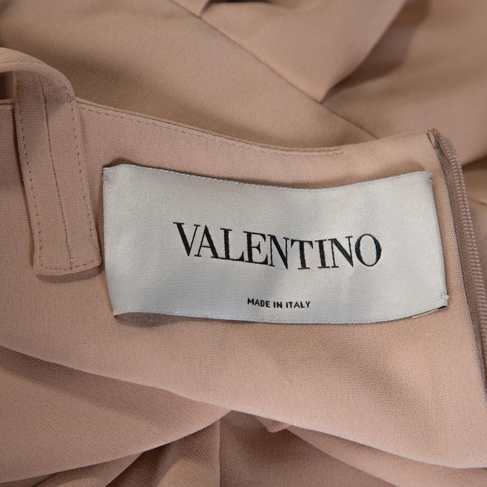 Valentino Beige Silk Pleated Sleeveless Maxi Dress M 1