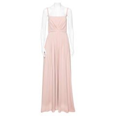 Valentino Beige Silk Pleated Sleeveless Maxi Dress M