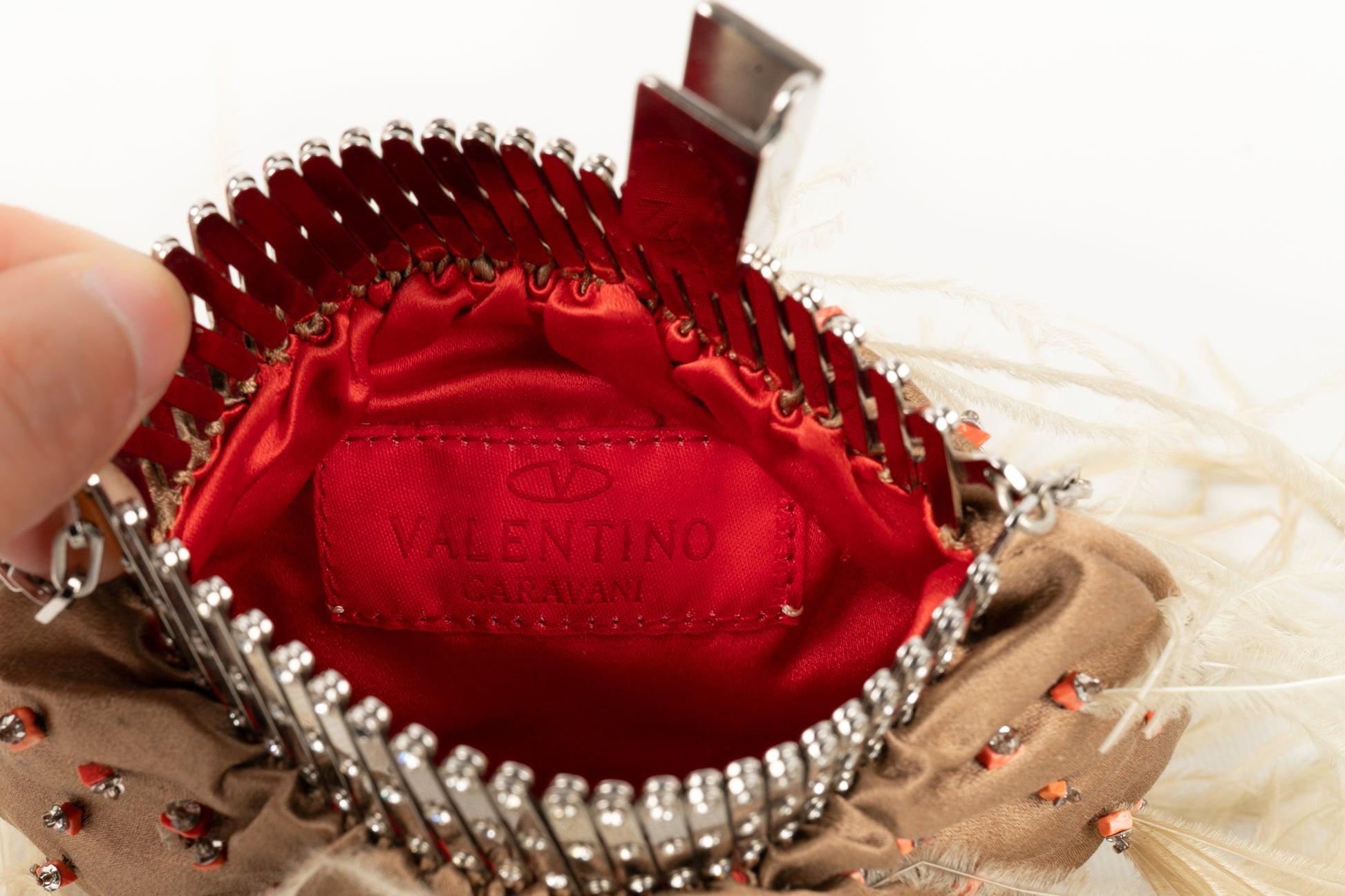 Valentino - Sac beige en satin de soie en vente 1