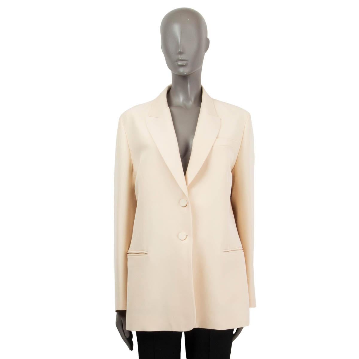 Beige VALENTINO beige silk & wool Blazer Jacket 44 L For Sale