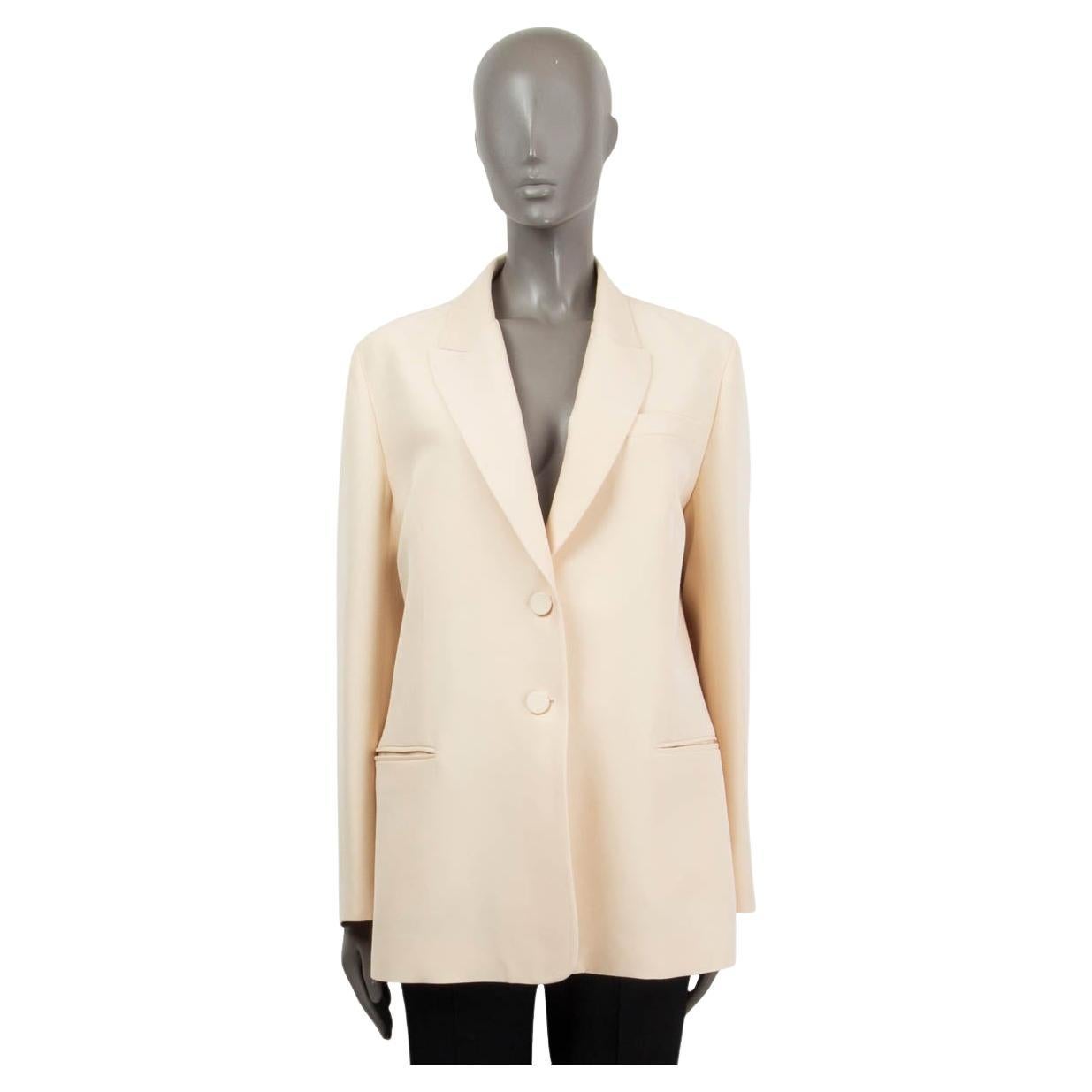 VALENTINO beige silk & wool Blazer Jacket 44 L For Sale