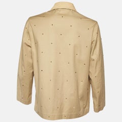 Valentino Beige Studded Cotton Zip-Up Jacket M